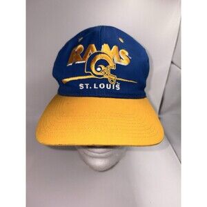 Vintage St Louis Rams Snapback Hat Eastport Team NFL Blue Yellow 90s 2000s Cap